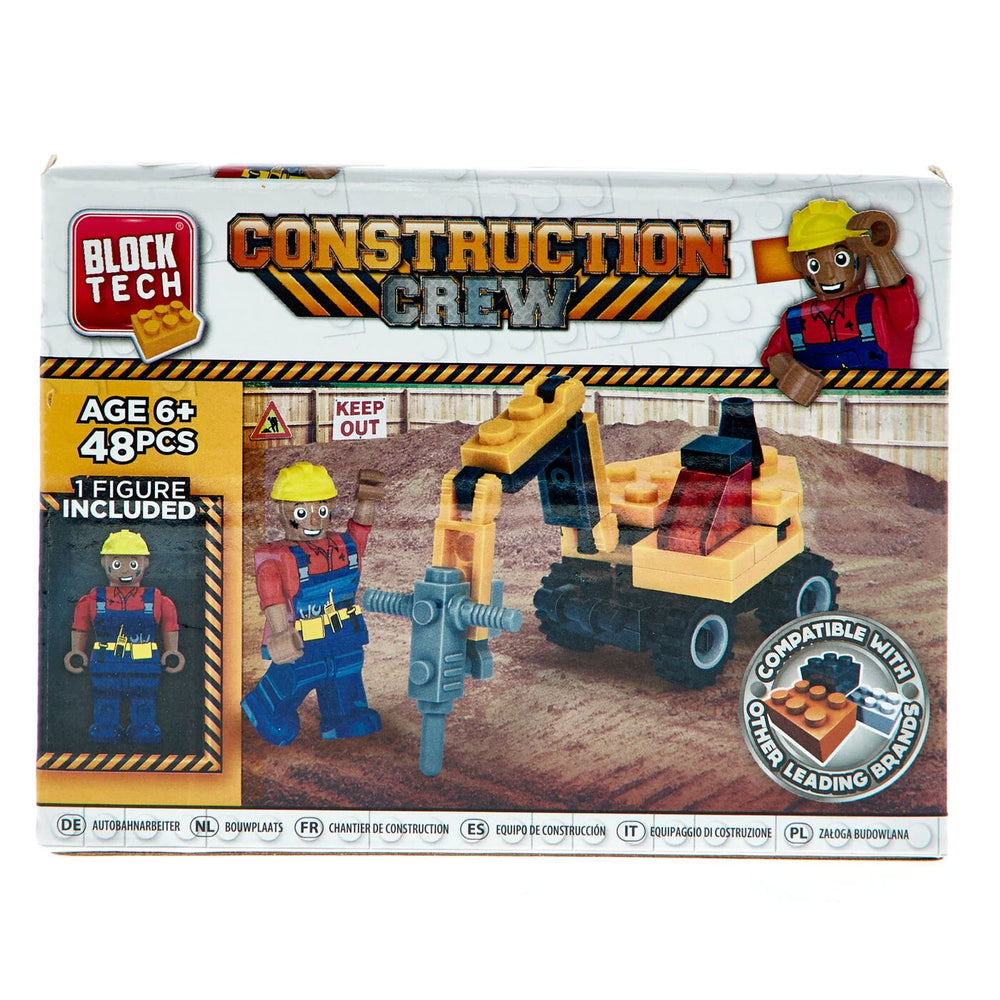 Construction Crew Block Tech 48-Piece Building Set with builder figurine