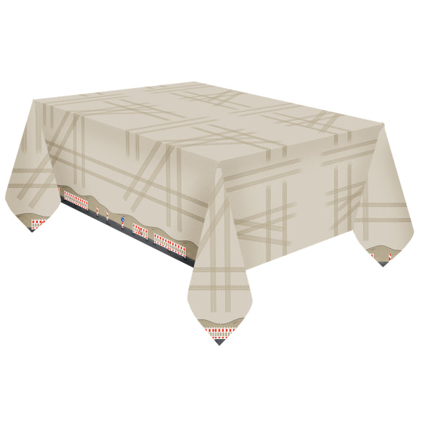 Construction Party Paper Tablecover 120x180cm with tyre tracks and traffic signs