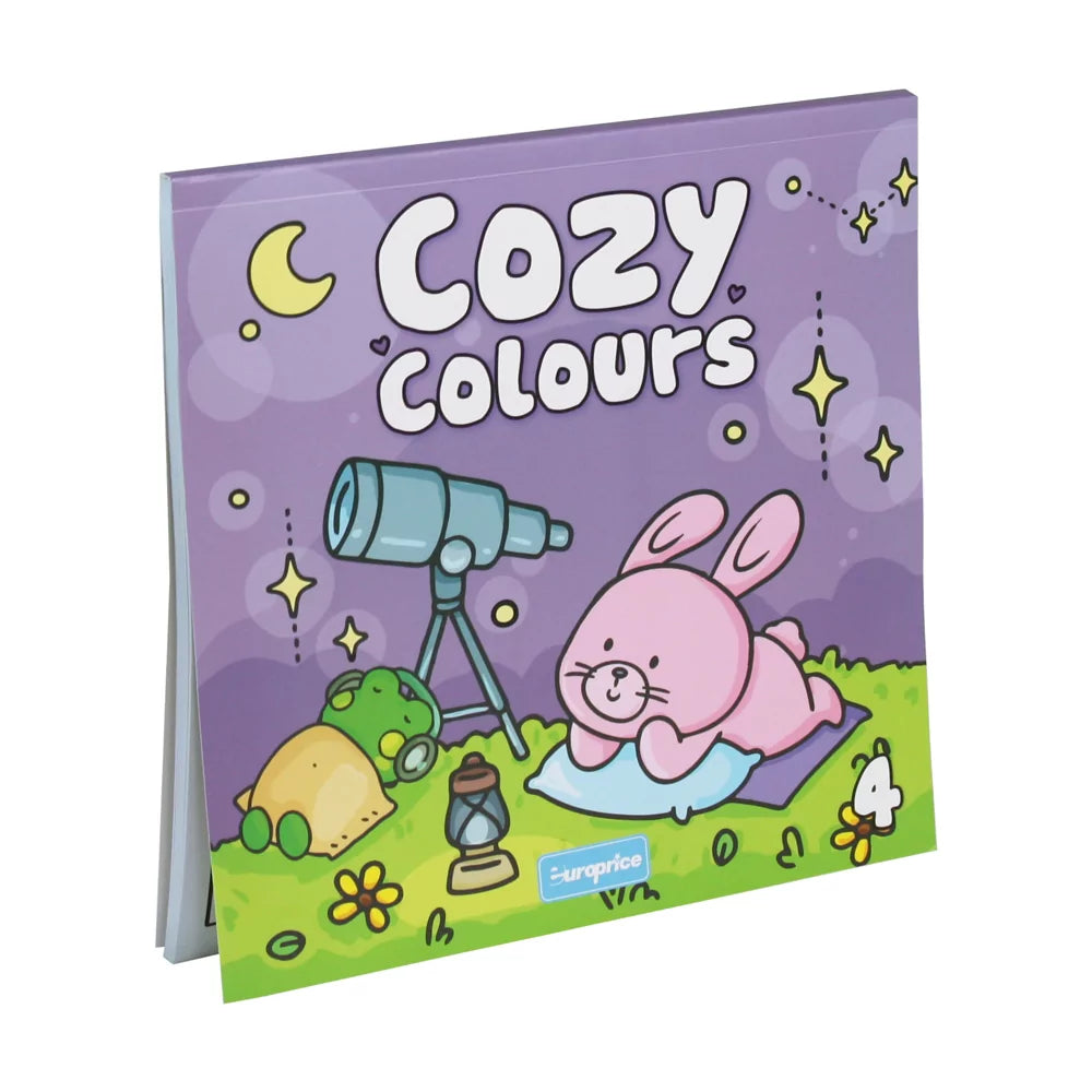 Cozy Colours 4 Colouring Book front cover with adorable outlines on soft cover, 48 pages 22x22x0.5cm for ages 4-6