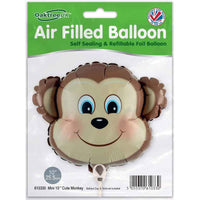 Cute Monkey Metallic Mini Air Fill Foil Balloon Close-Up Design