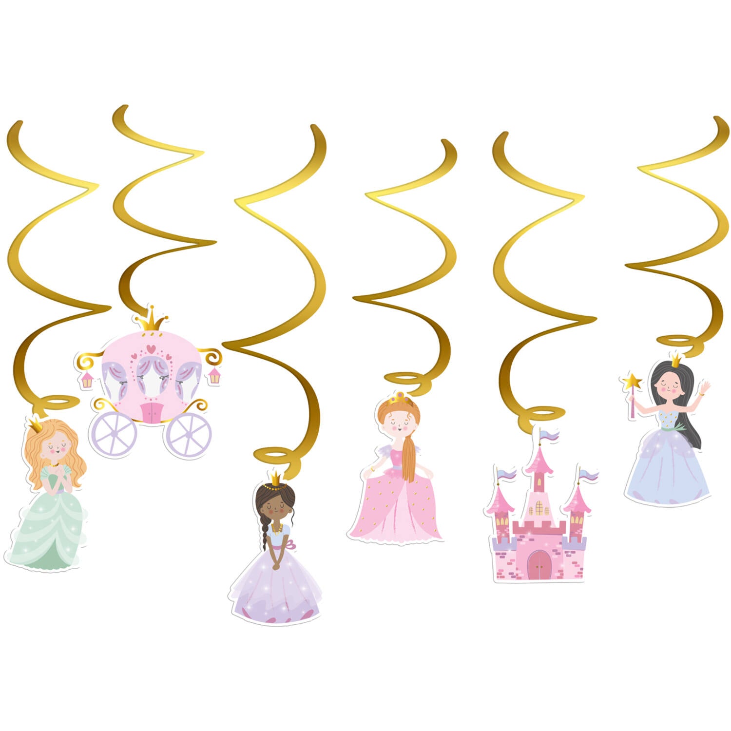 Princess Hanging Pretty Princess Hanging Swirl Birthday Party Decorations (6 pieces ...