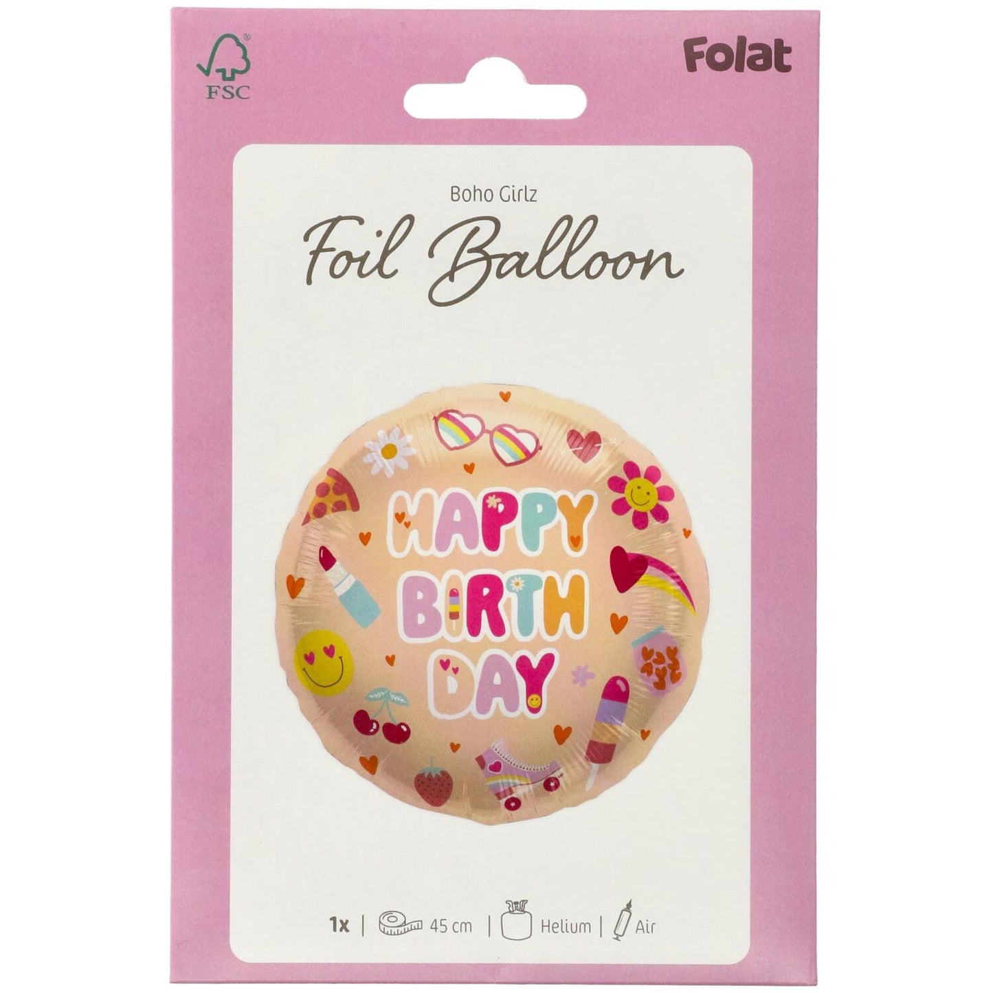 Boho Girlz "Happy Birthday" Foil Birthday Party Balloon (45 cm) - Anilas UK