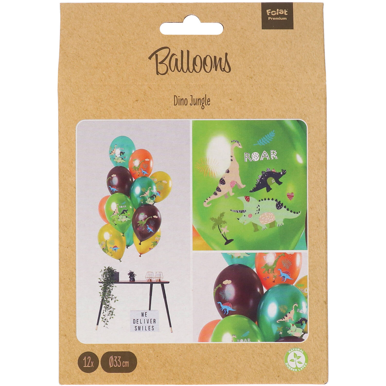 Dino Roars Metallic Latex Birthday Party Balloons -  (33 cm - 12 pieces) - Anilas UK