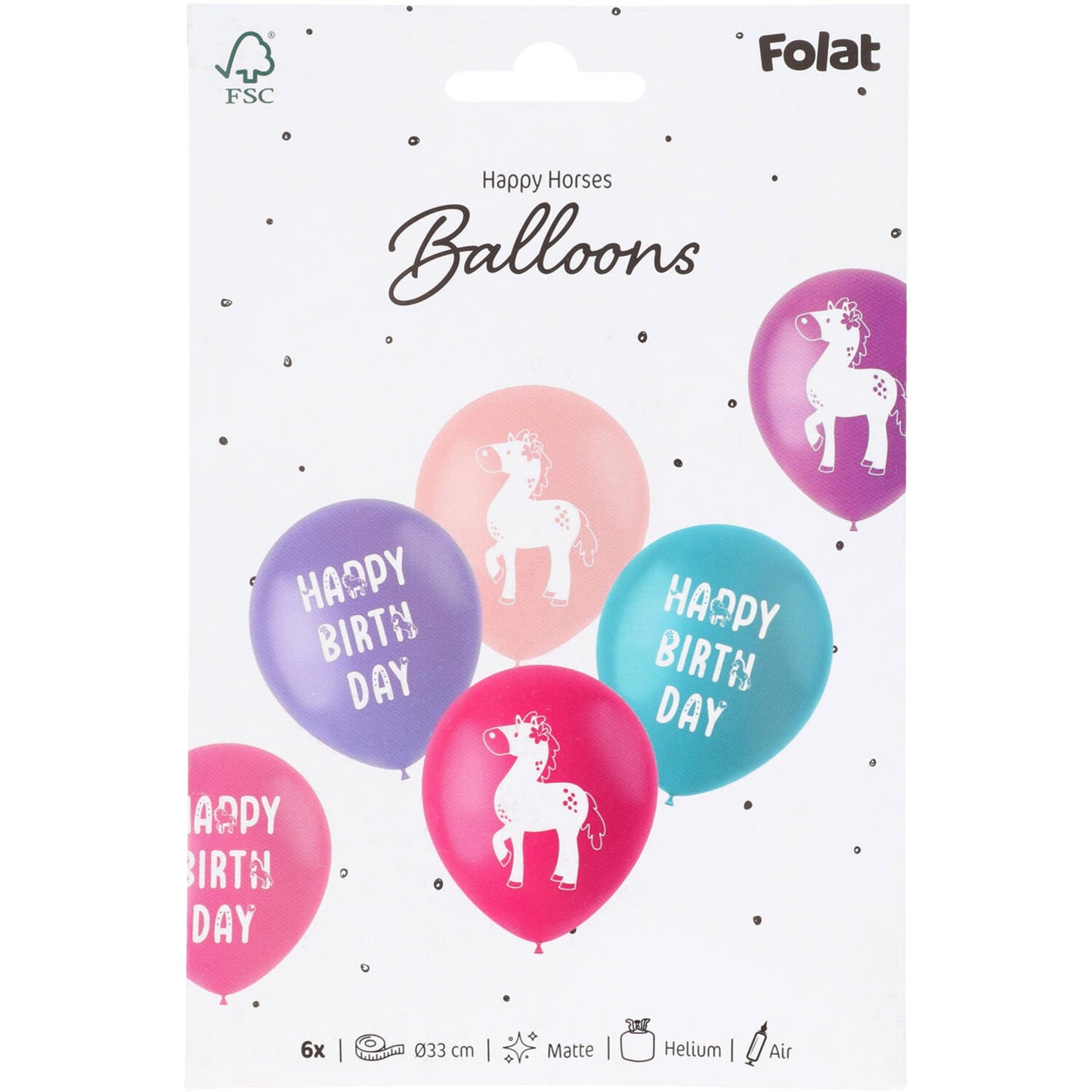 Happy Horse Latex Birthday Party Balloons -  (33cm - 6 pieces) - Anilas UK