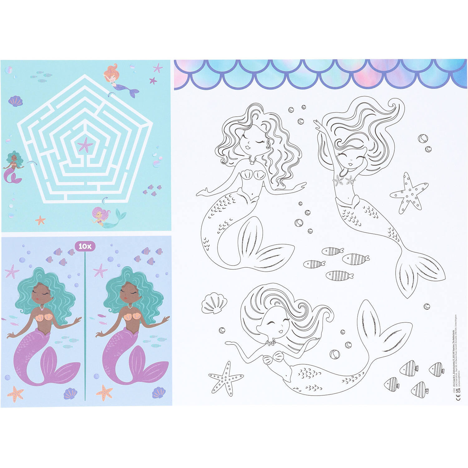 Mermaid Magic Colour It Yourself Activity Placemat (6 pieces) - Anilas UK