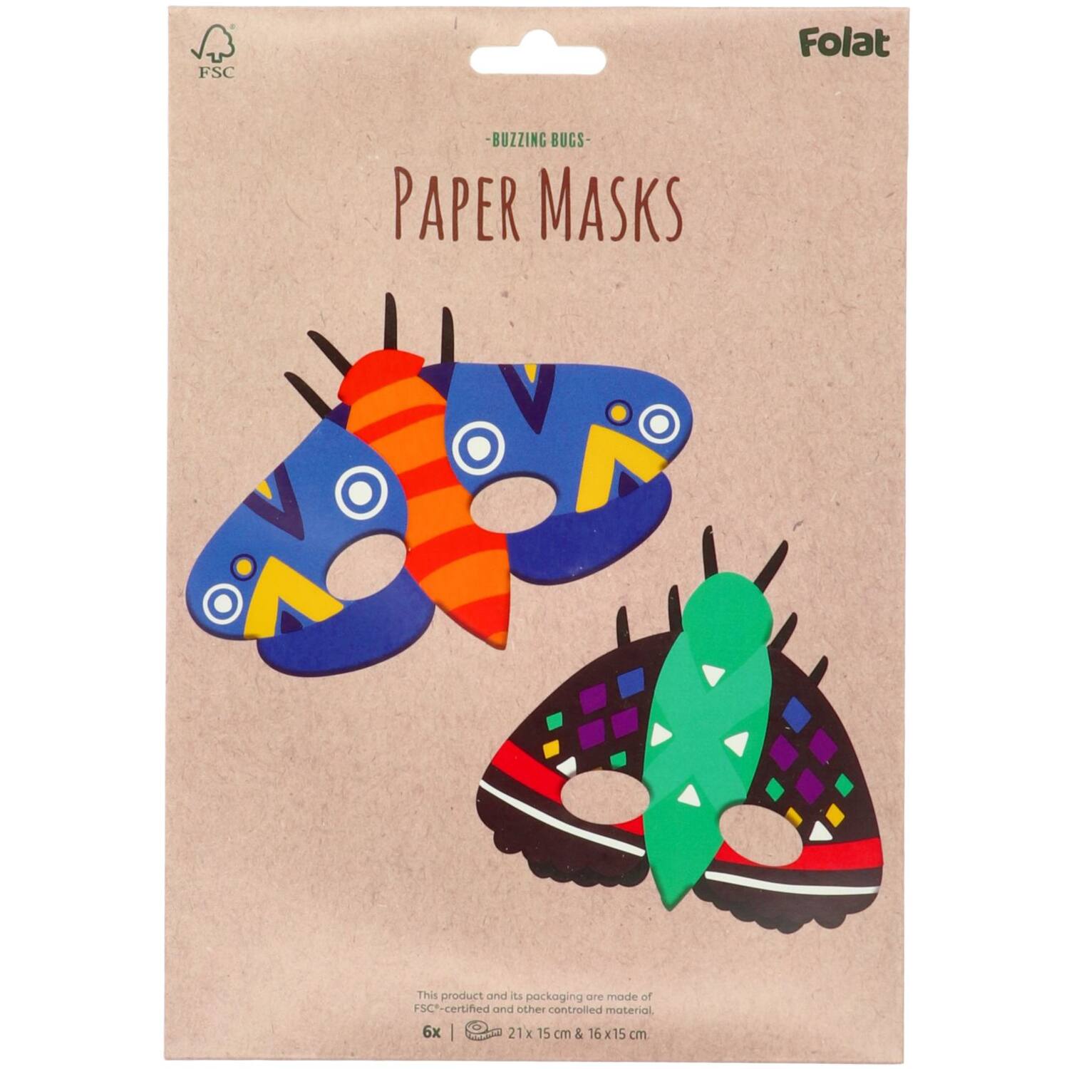 Paper Masks - Buzzing Bugs (6 pieces) - Anilas UK