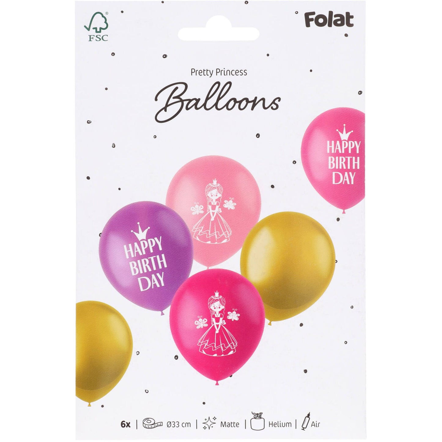 Pretty Princess Latex Birthday Party Balloons - 33 cm - 6 pieces) - Anilas UK