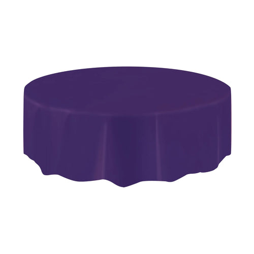 Deep Purple Plastic Round Party Table Cover 213cm for elegant decor