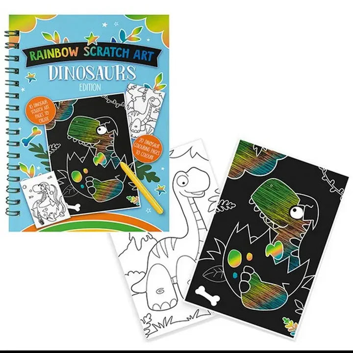 Rainbow Scratch Art Dinosaur Edition, 30 Pages - Anilas UK