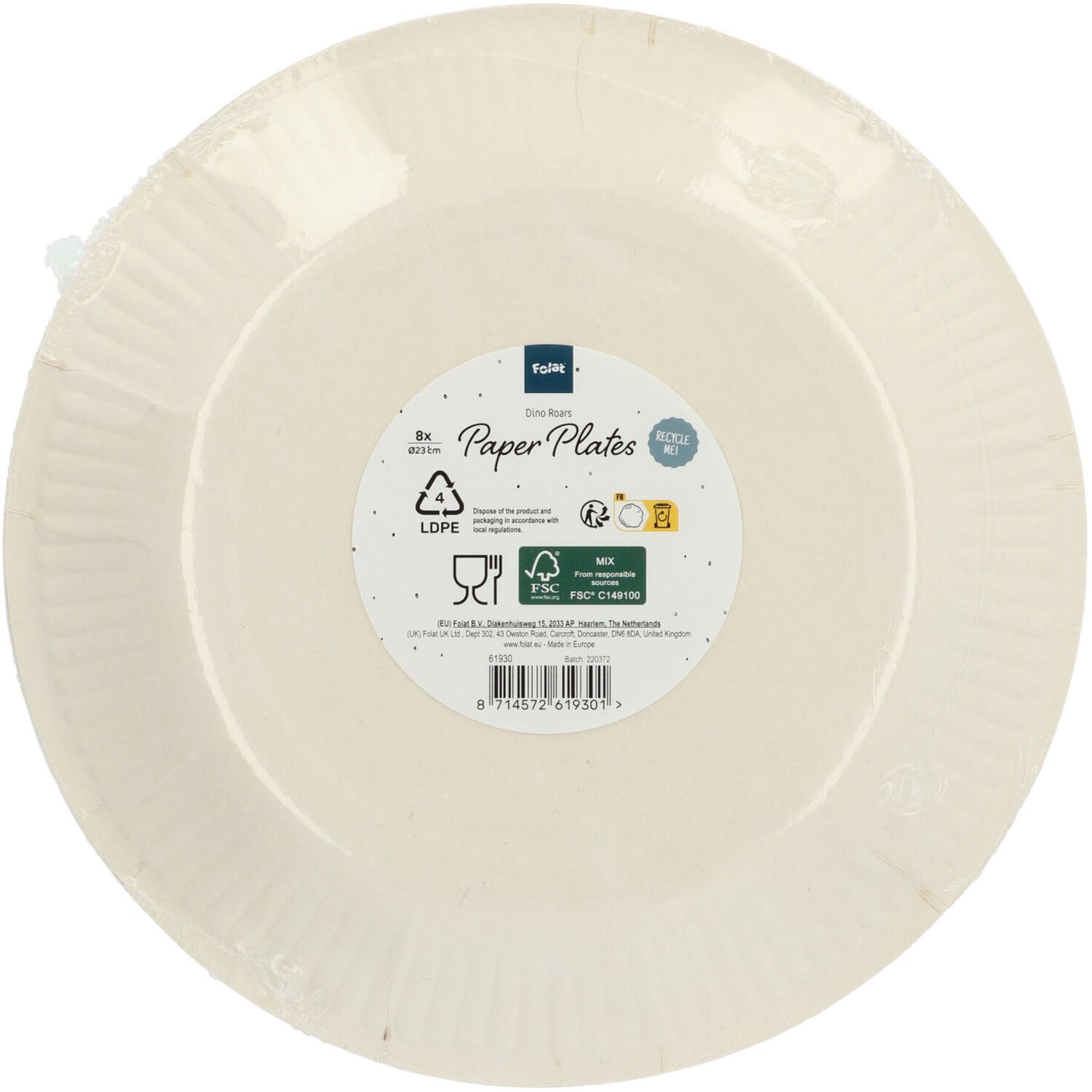 Dino Roars Paper Plates - 23cm (Pack of 8) - Anilas UK