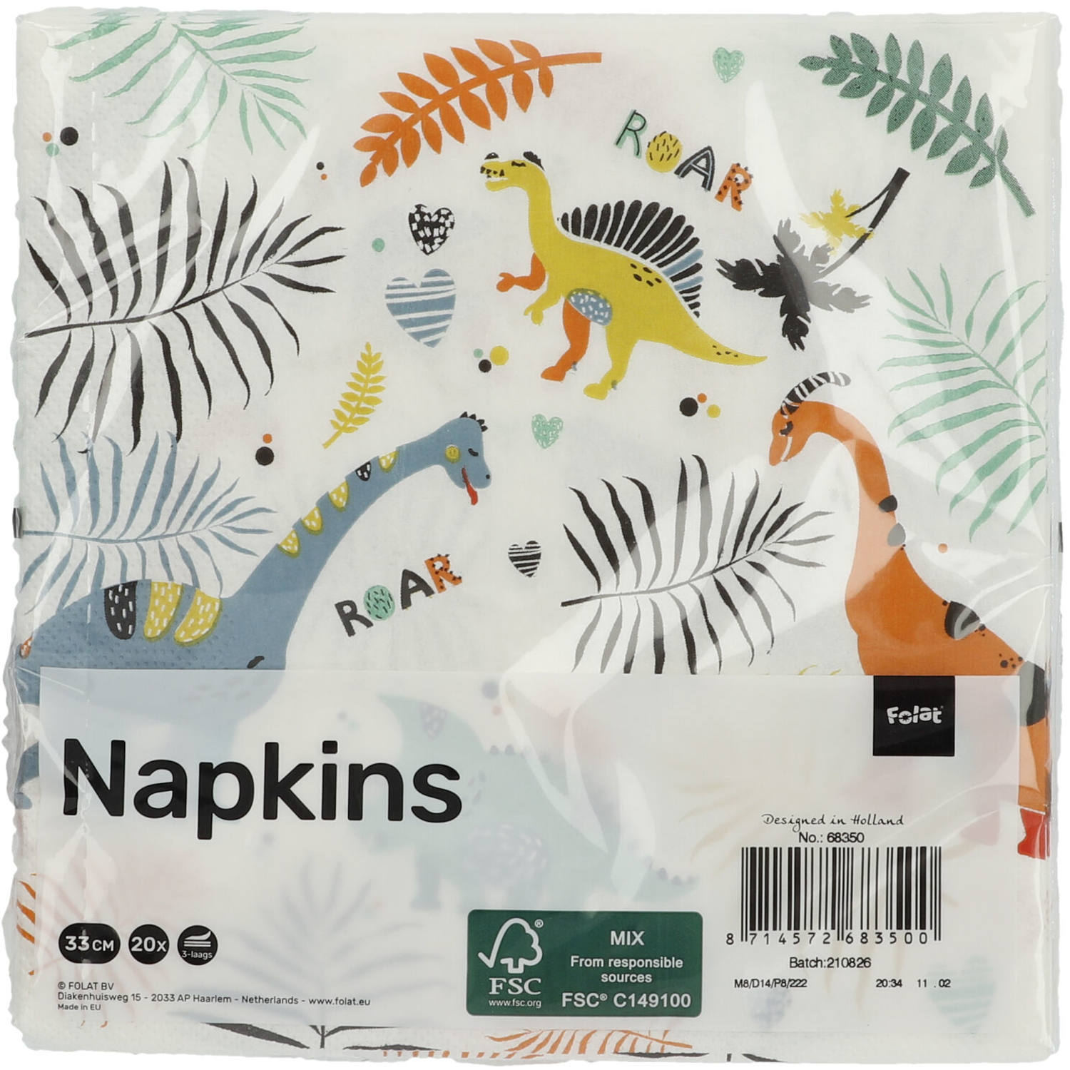 Dino Roars Napkins (Pack of 20) - Anilas UK