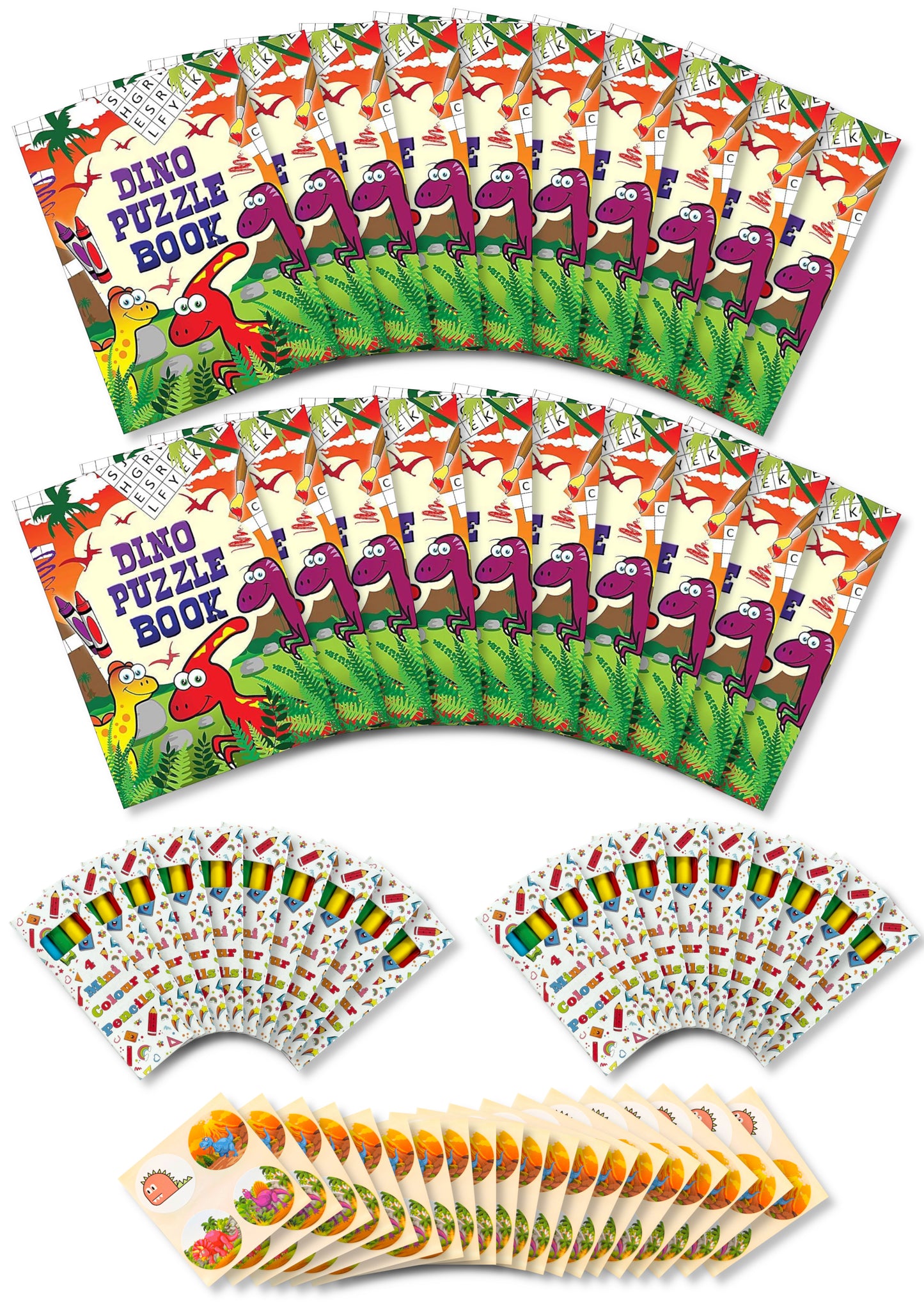 Assortment of 20 Themed Activity Books, 20 Sheets of Stickers and 20 Sets of Pencils - Anilas UK