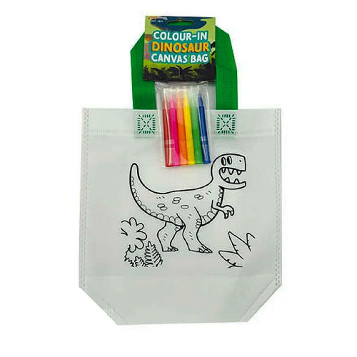 Colour Your Own Dinosaur Tote Party Bag inc 6 Mini Felt Tip Pens - Anilas UK