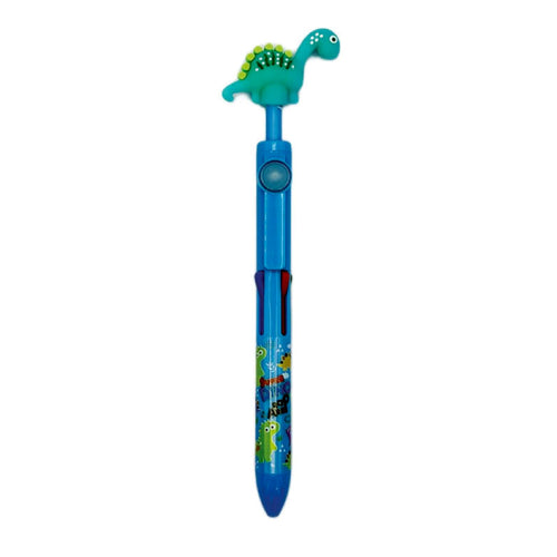Dinosaur Fidget 4-Colour Roller Ball Pen in assorted casings