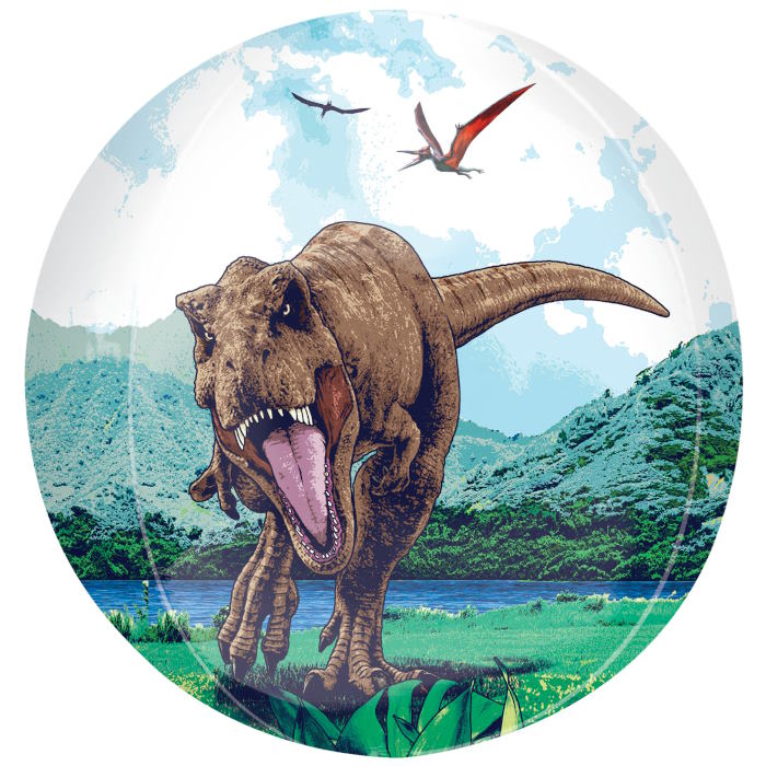 Dinosaur scene on Jurassic World Orbz Balloon