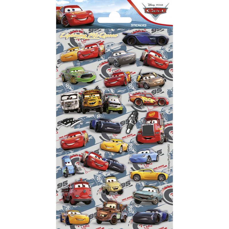 Disney Cars Glitter Stickers Sheet 102 x 200mm with Lightning McQueen