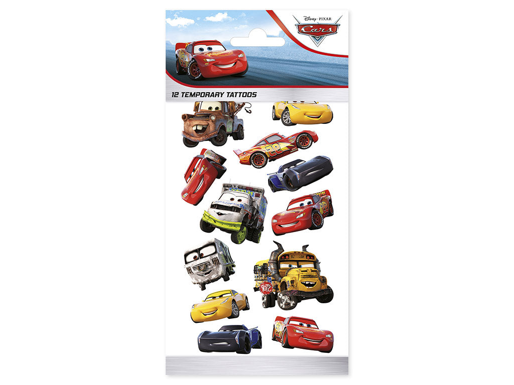 Disney Cars Temporary Tattoos 100 x 200mm with Lightning McQueen designs