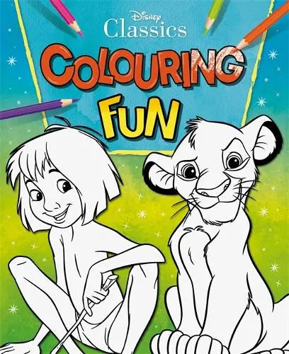 Disney Classics Colouring Fun book with 24 pages featuring Simba and Mowgli 