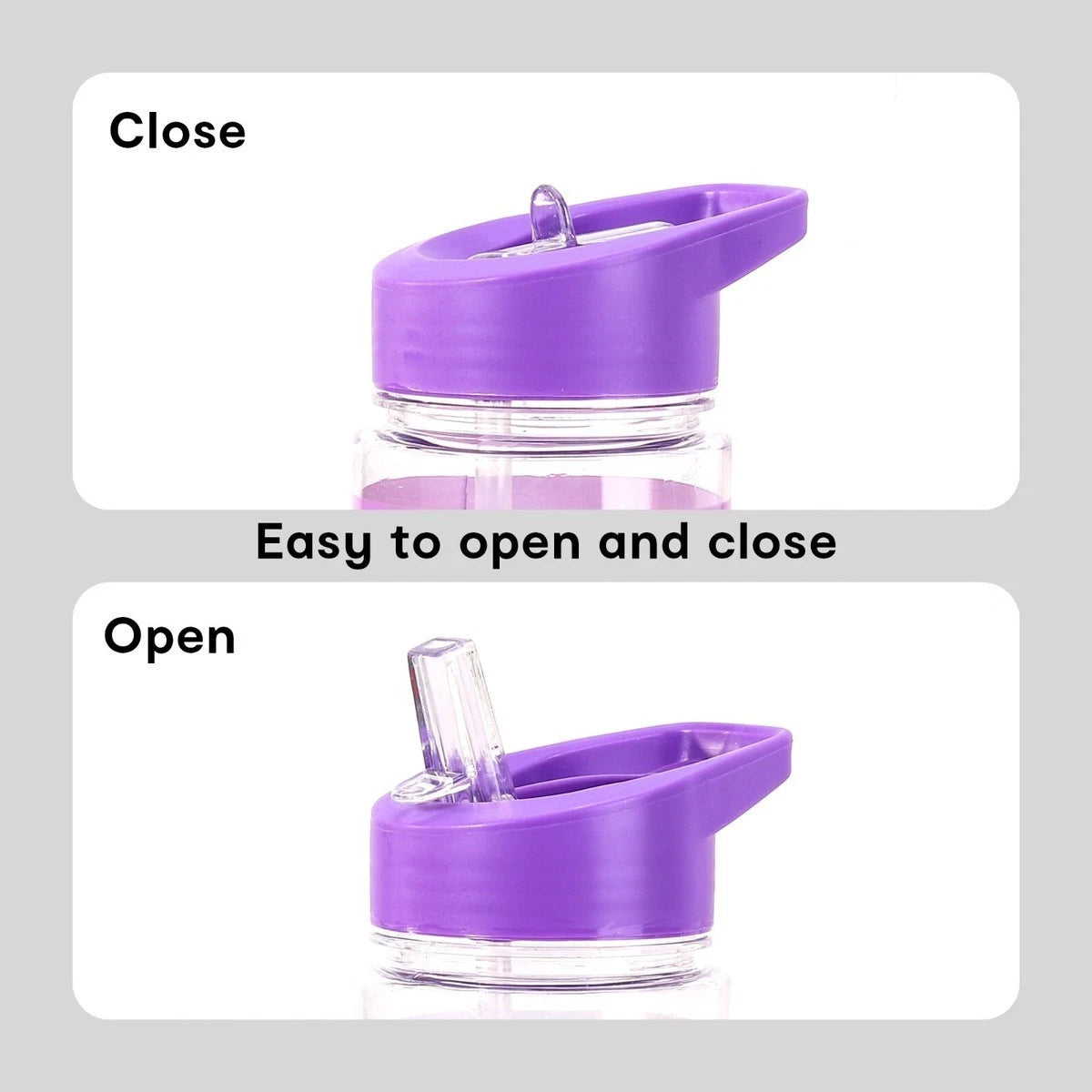 Interior detail of Disney Frozen Water Bottle revealing flip-top straw mechanism and leak-proof design for easy sipping during play