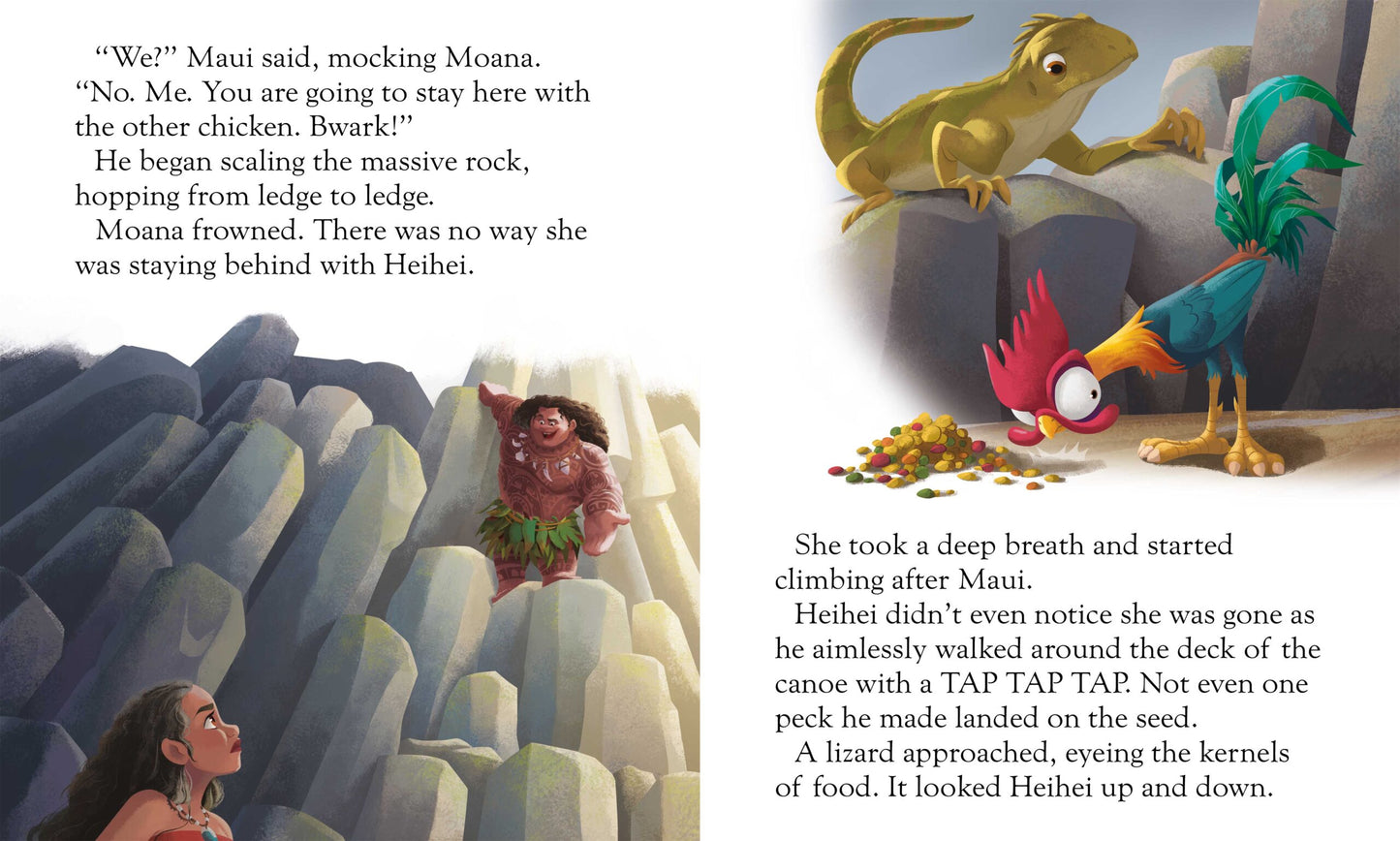 Disney Moana: The Misadventures of Heihei Storybook inner page with playful Heihei illustrations for children 3+
