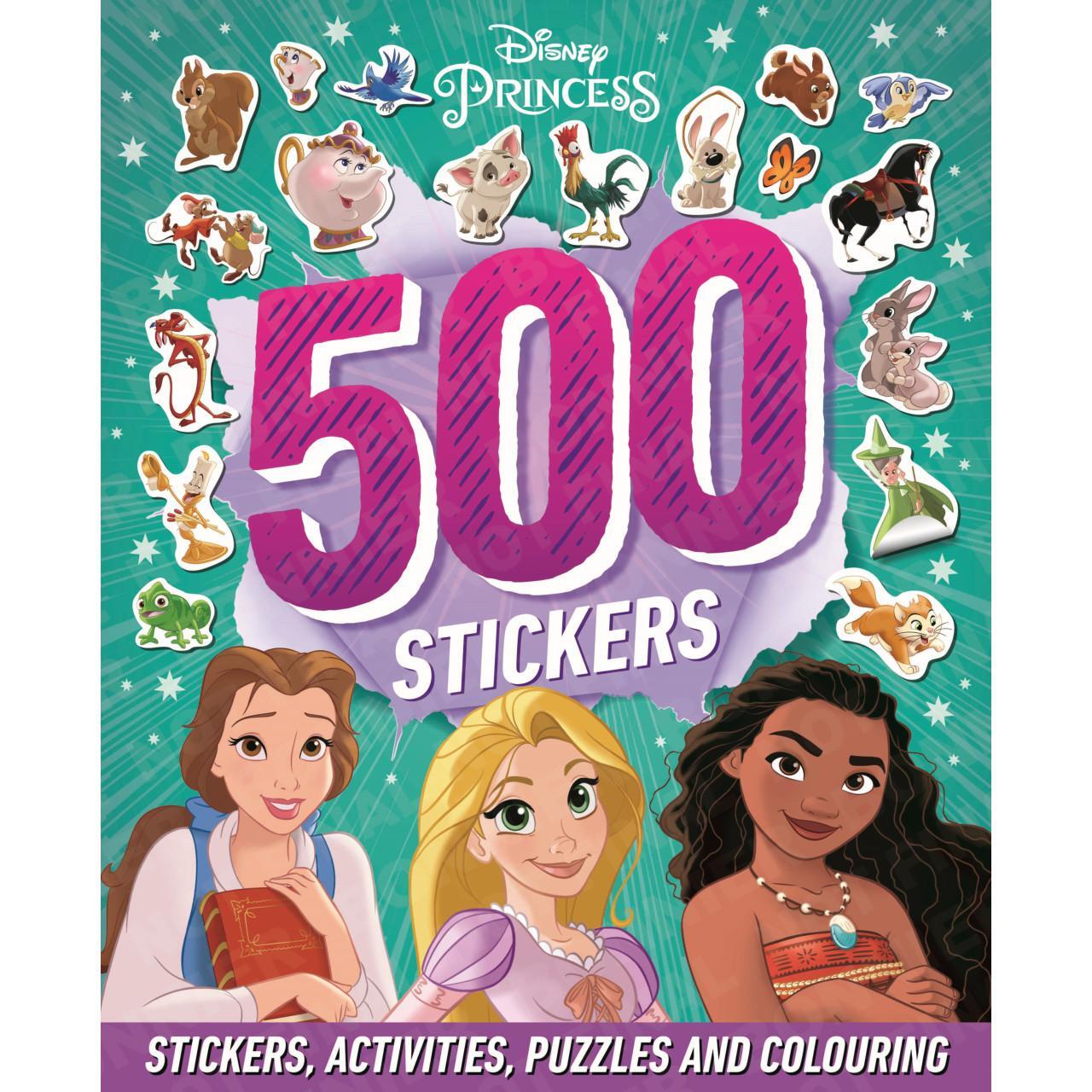 Disney Princess: 500 Stickers Activity Book cover with vibrant princess artwork for children 3+