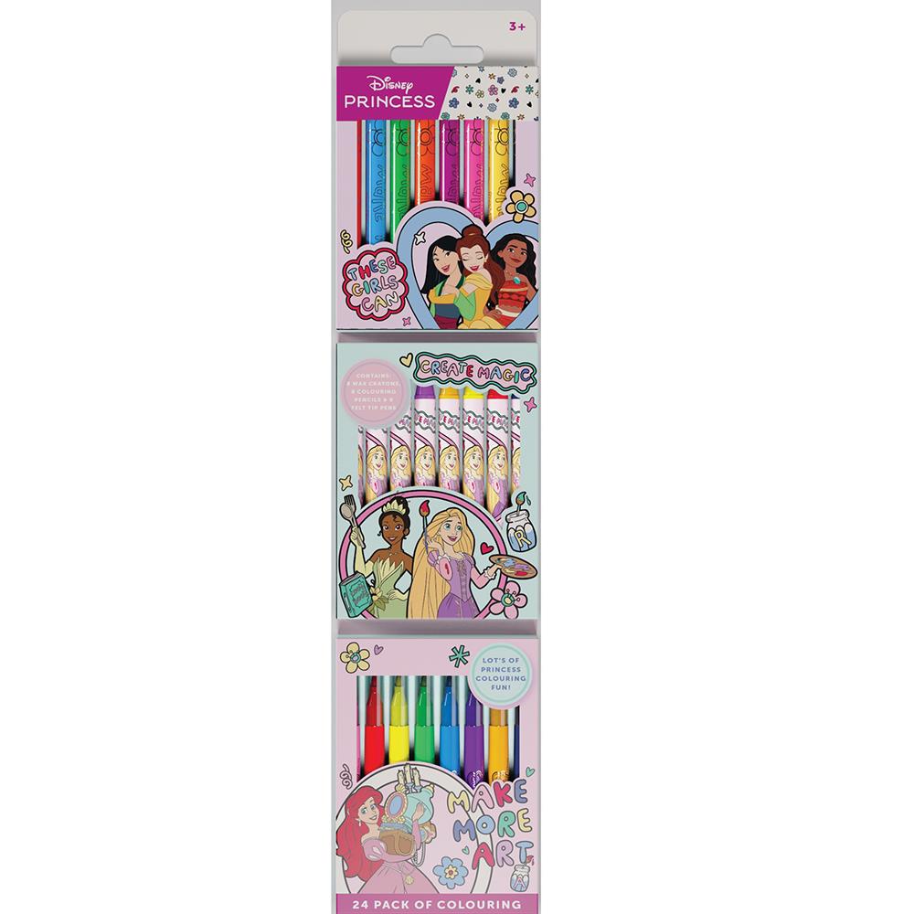 Disney Princess 24-Piece Colouring Set for children’s crafting