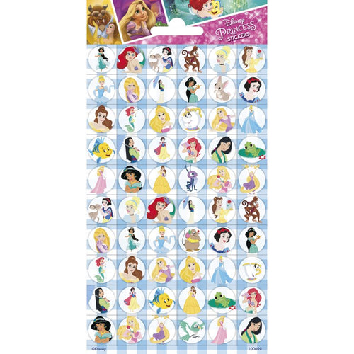 Disney Princess Mini Stickers Sheet 102 x 200mm with princess designs
