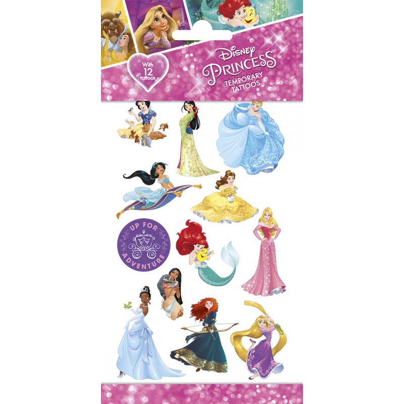 Disney Princess Temporary Tattoos 100 x 200mm with princess designs