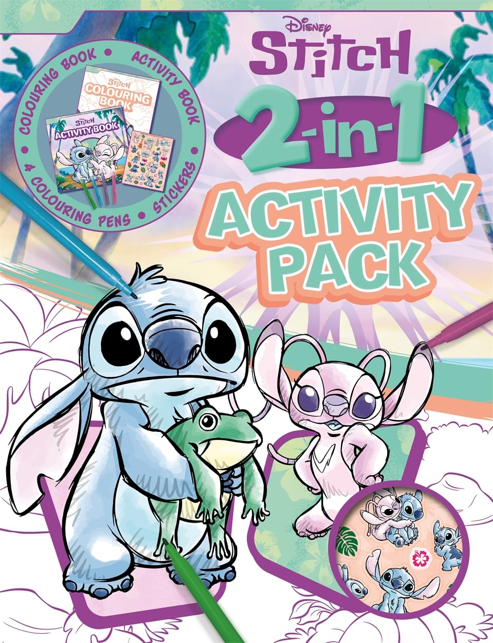 Disney Stitch: 2-in-1 Activity Pack cover with vibrant Stitch artwork for children 3+