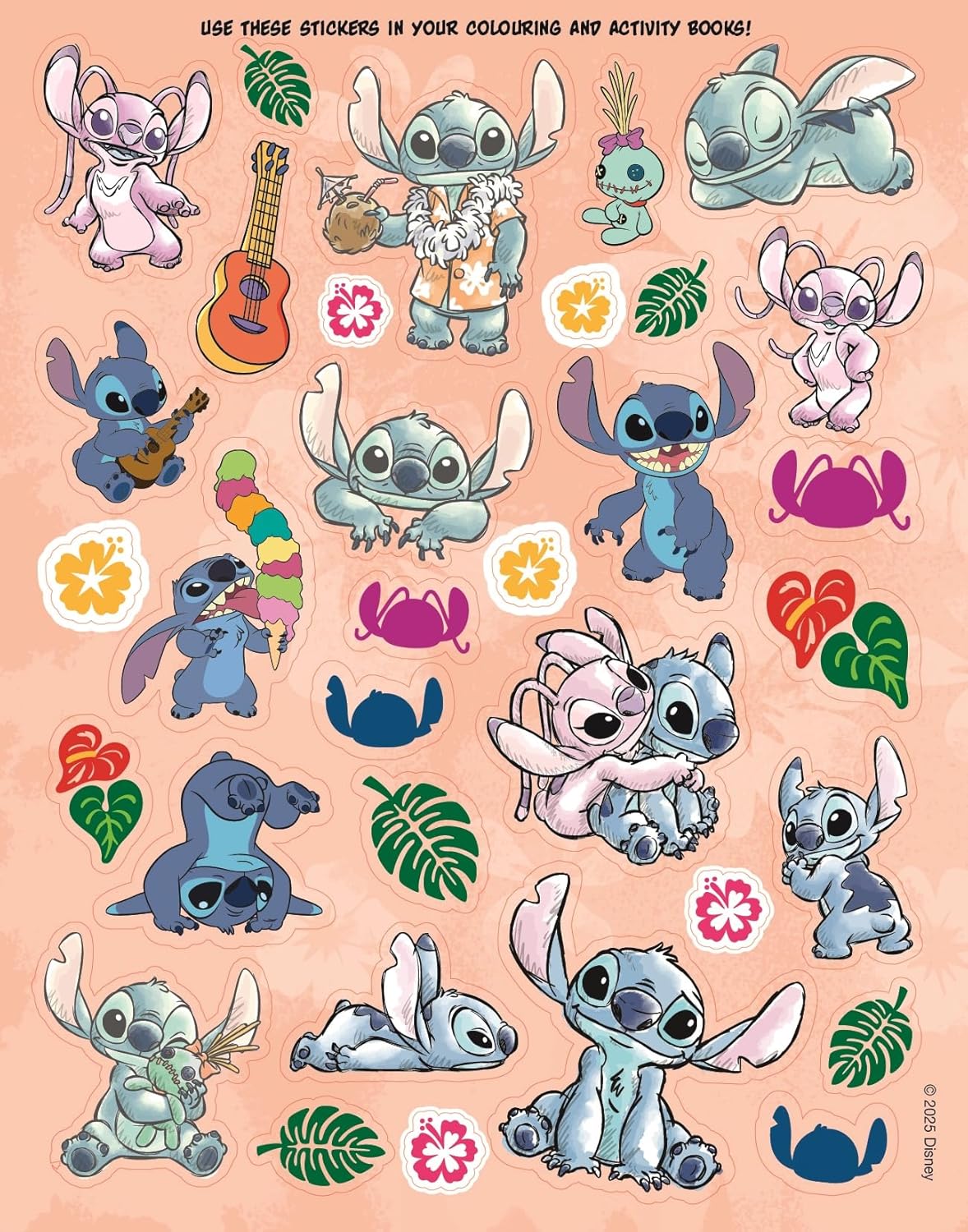Disney Stitch: 2-in-1 Activity Pack sticker sheet with colourful Stitch and friends designs for children 3+