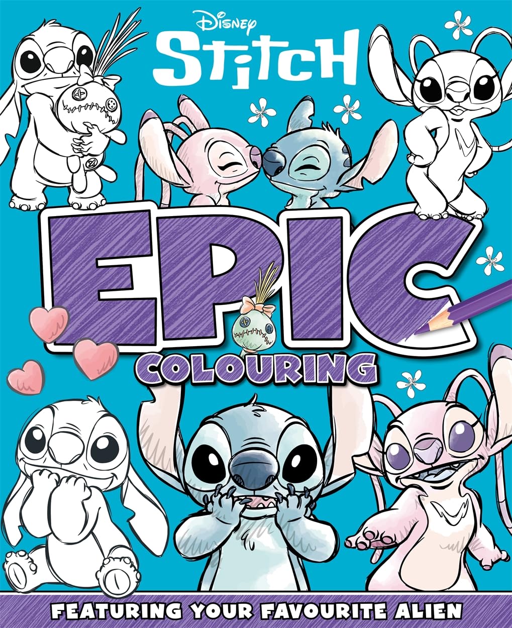 Disney Stitch: Epic Colouring Book cover with vibrant Stitch artwork for children 3+