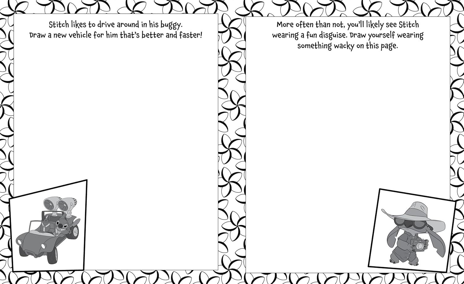 Disney Stitch: Epic Colouring Book page with vibrant part-coloured Stitch designs for children 3+