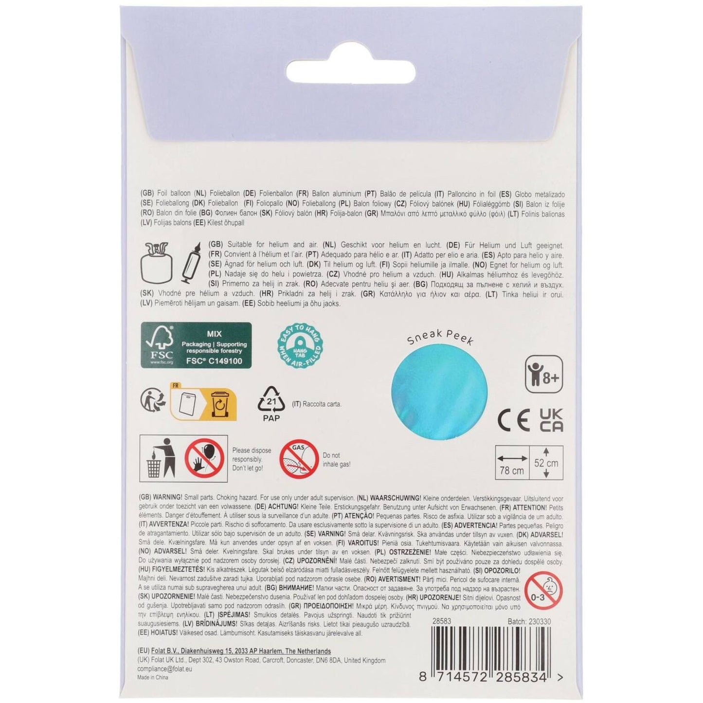 Dolphin Foil Balloon hanging detail with handy tabs for party decor