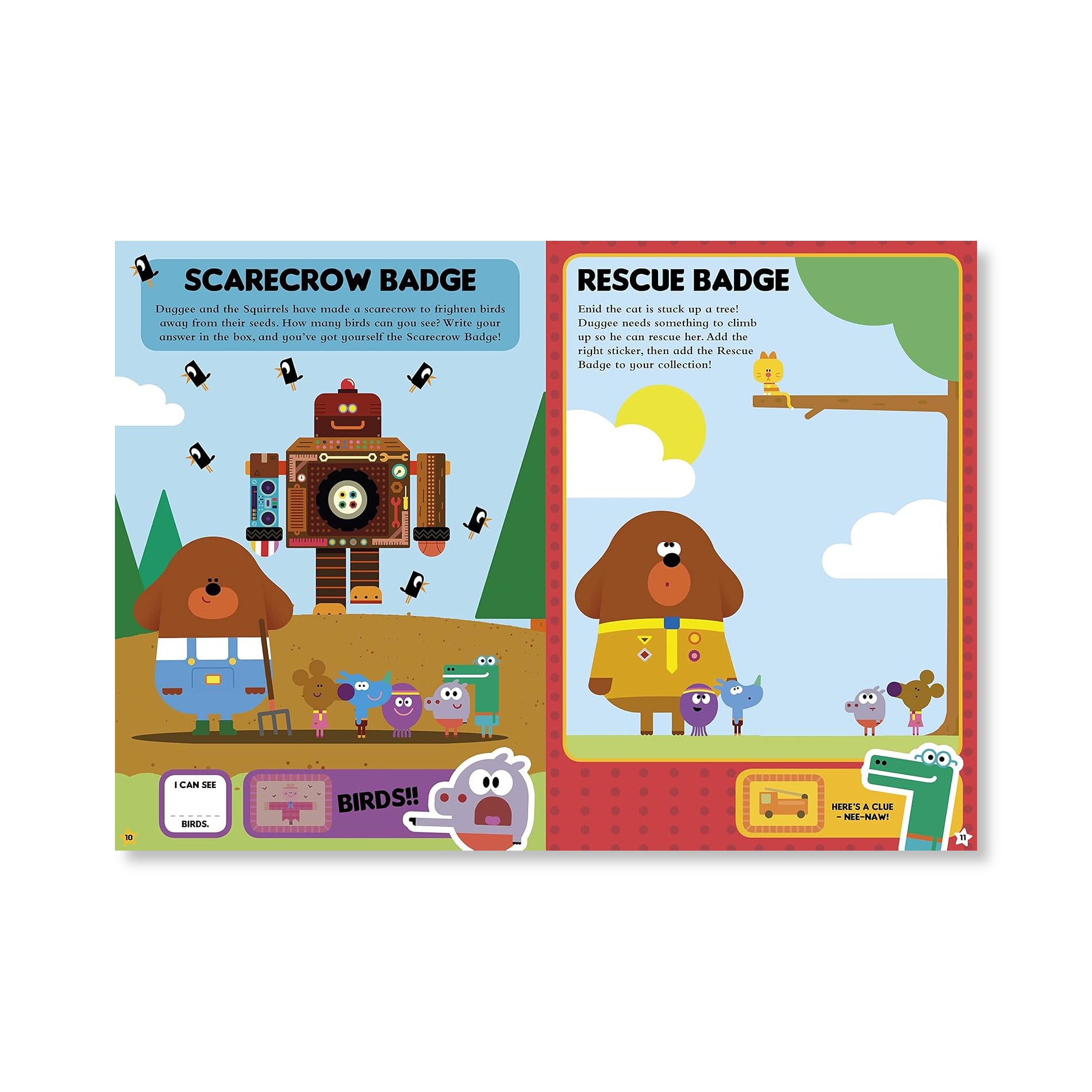 Inside view of Hey Duggee Sticker Book with 16 pages for activities and stickers