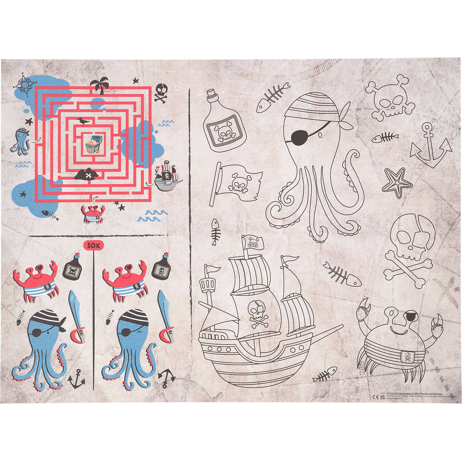 Activity Placemat - Pirate Party (6 pieces) - Anilas UK