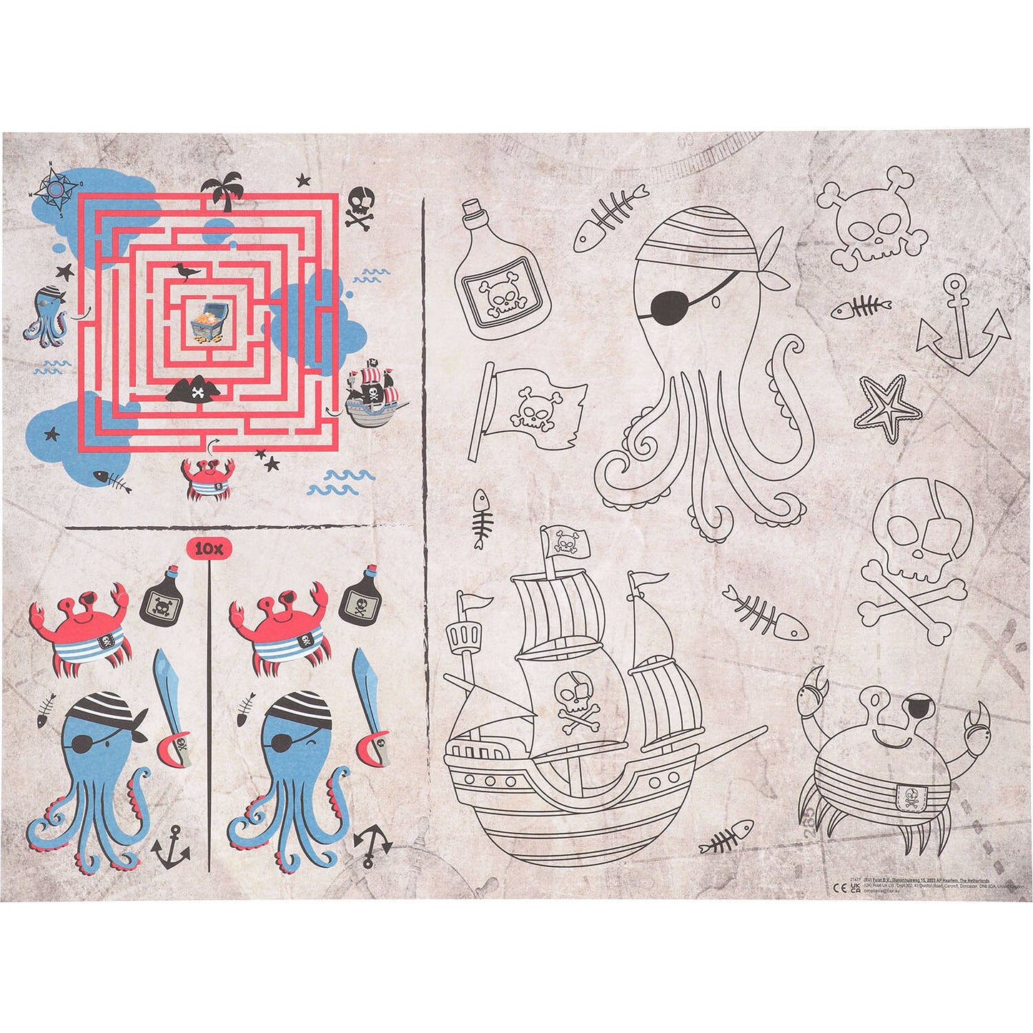 Activity Placemat - Pirate Party (6 pieces) - Anilas UK