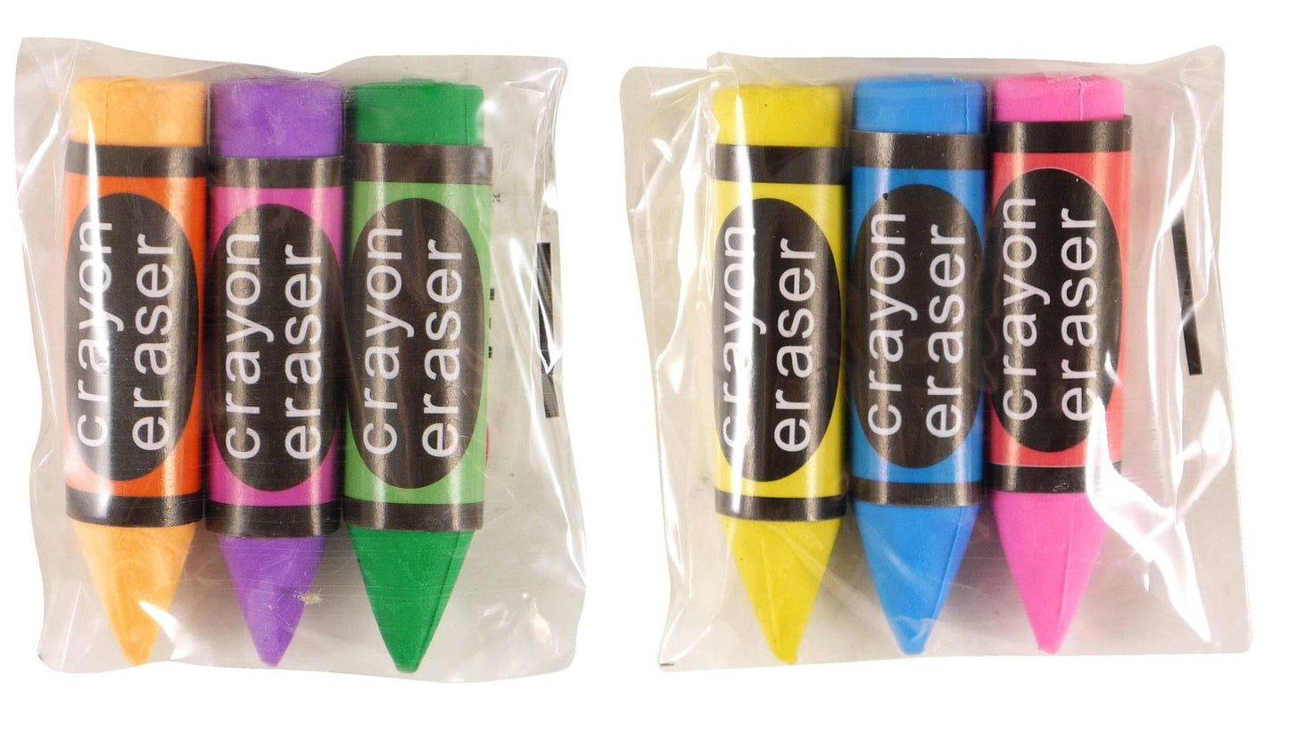 Set of 6 Assorted Crayon Erasers - Anilas UK
