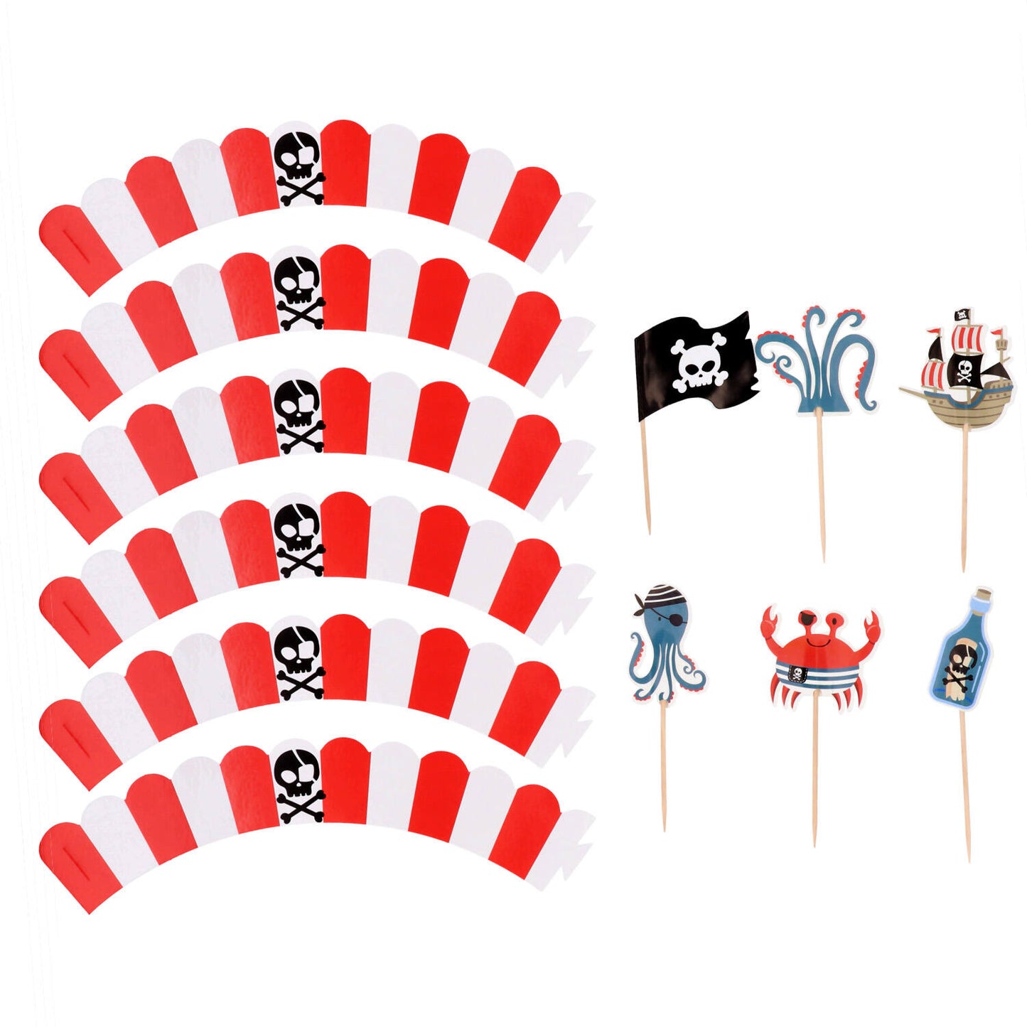 Cupcake Deco Set - Pirate Party (6 sets) - Anilas UK