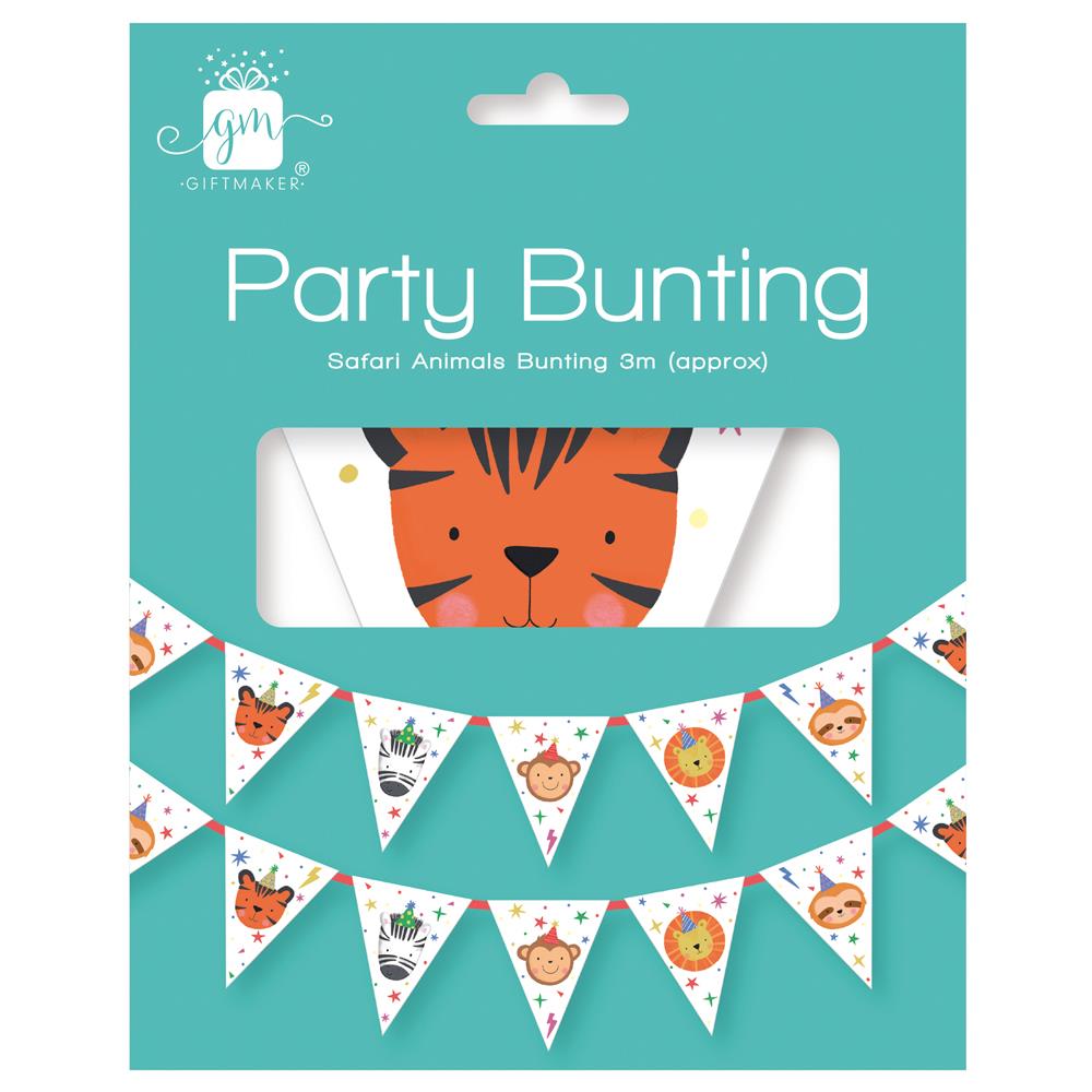 Edparty Safari Animal Bunting Banner 3m with pennant designs