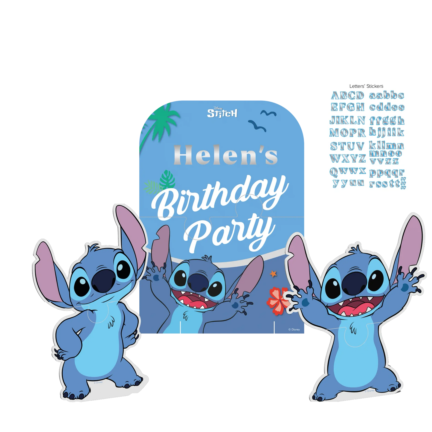 Stitch & Angel Personalised Board With Stickers And Standing Figures