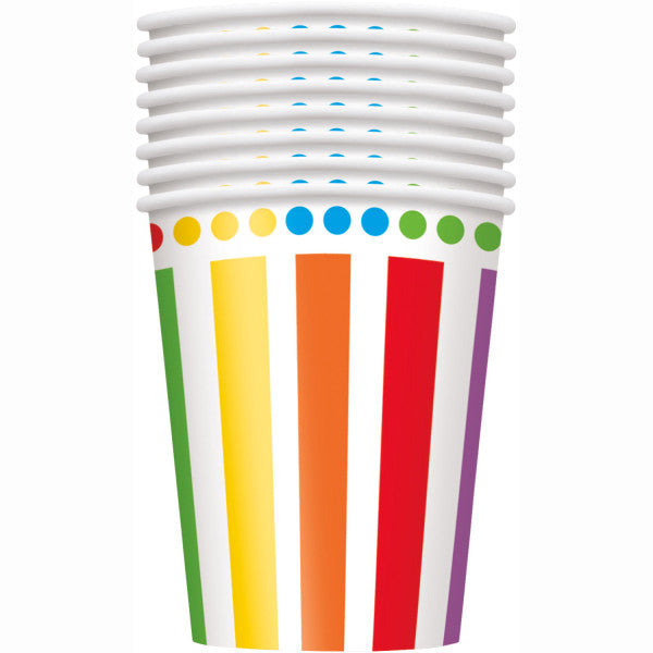 Rainbow Birthday Paper Cups (Pack of 8) - Anilas UK