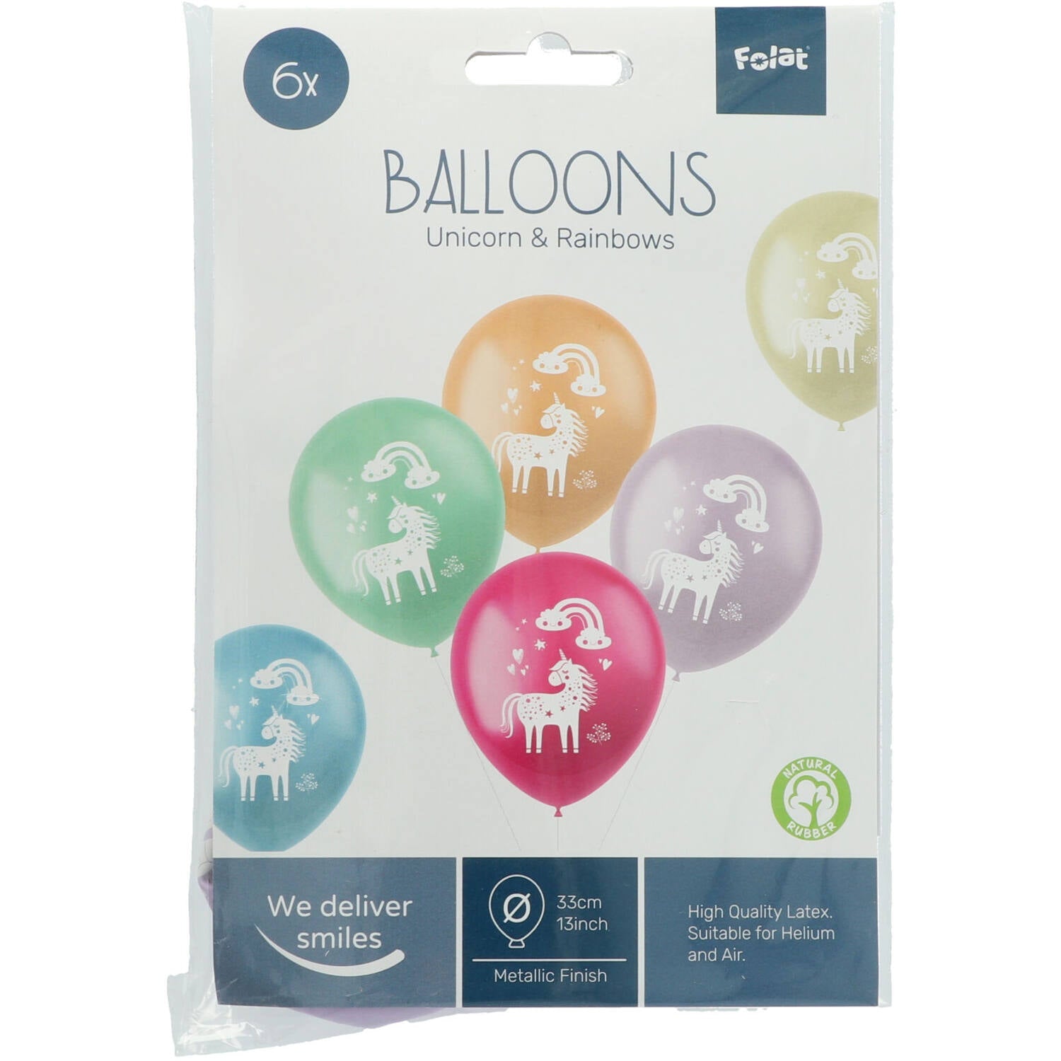Unicorns & Rainbows Latex Birthday Party Balloons - (33 cm - 6 pieces) - Anilas UK