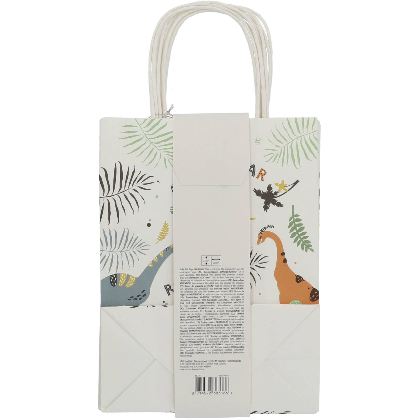 Dino Roars Gift Bags (20x27 cm) - Anilas UK