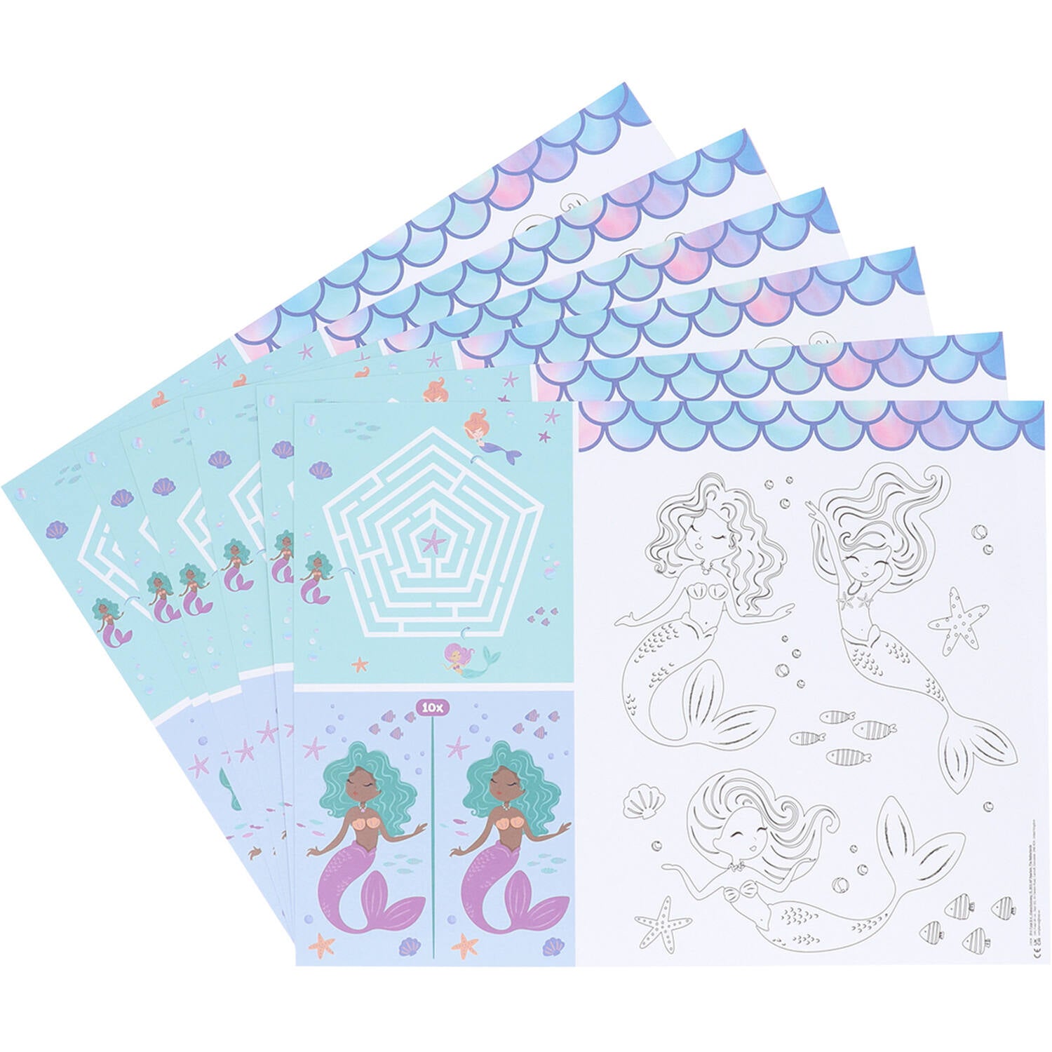 Mermaid Magic Colour It Yourself Activity Placemat (6 pieces) - Anilas UK