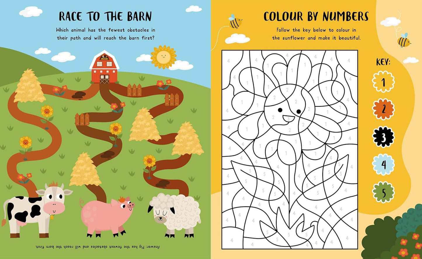 Fantastic Farm Sticker Book Showing Puzzle and Sticker Scene