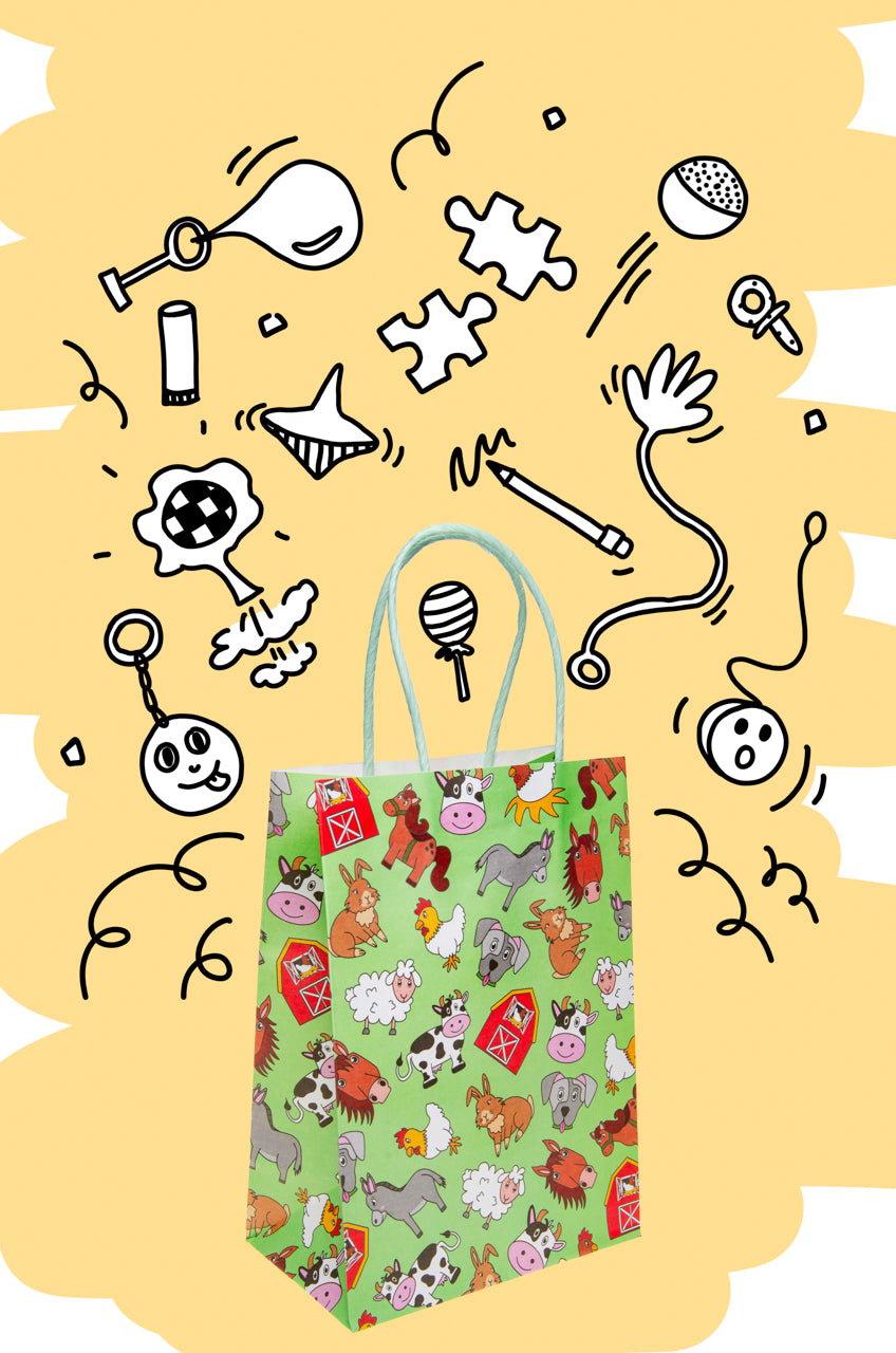 Farm Animals Party Bags Displayed for Children’s Themed Celebrations