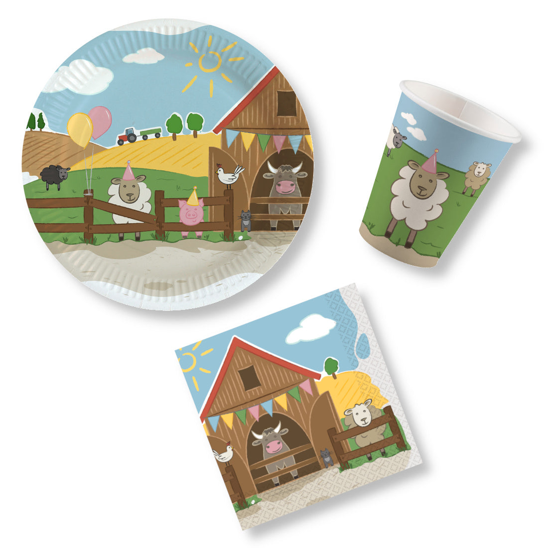 Happy Farm Party Pack for 16 people - Anilas UK