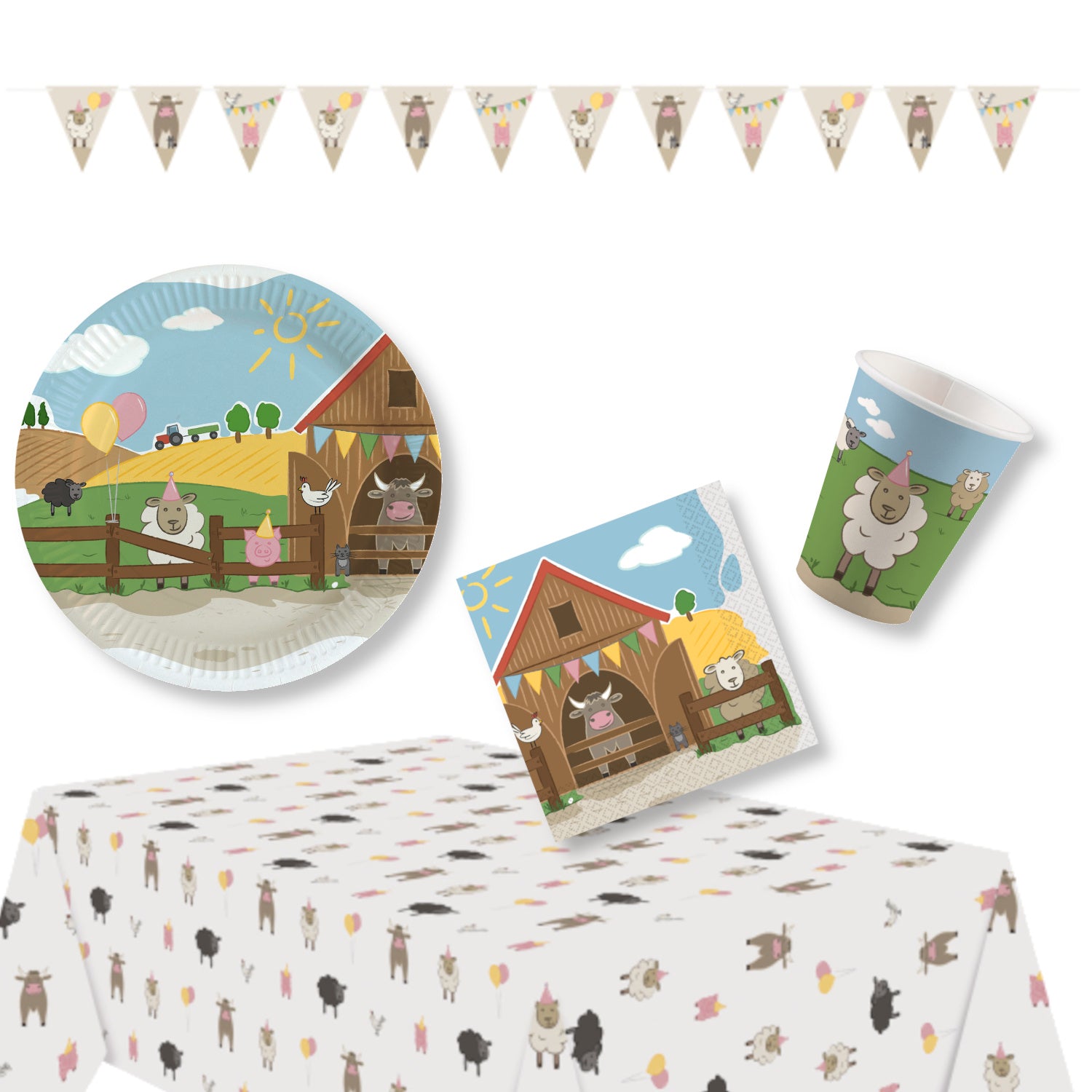 Happy Farm Party Pack for 8 people - Anilas UK