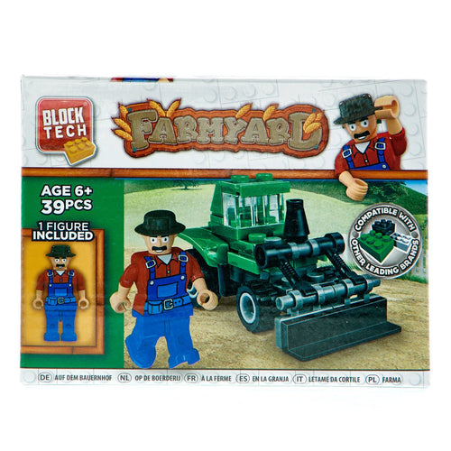 Farmyard Block Tech 42-Piece Building Set with farmer figurine