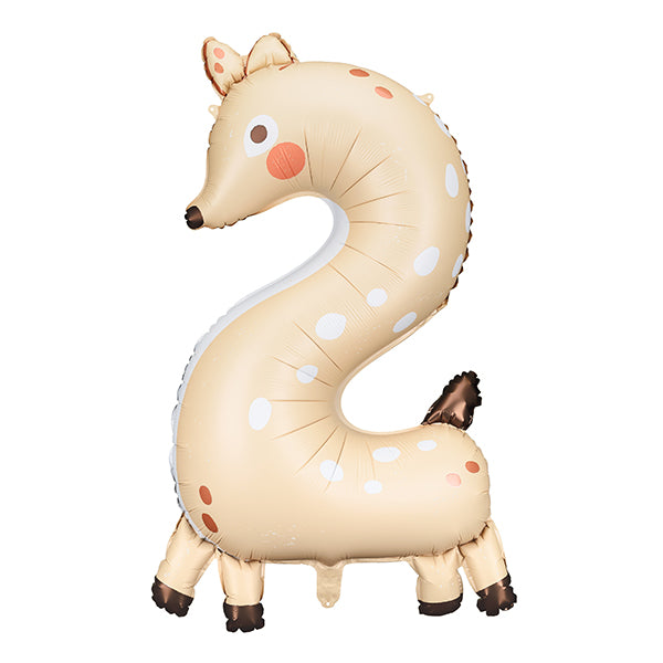 Roe-Deer Shaped Number 2 Foil Birthday Party Balloon - Anilas UK